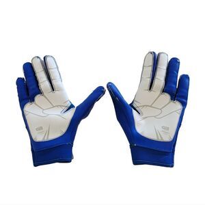 Grip Boost Football Gloves Peace Sign Blue and White Youth Large